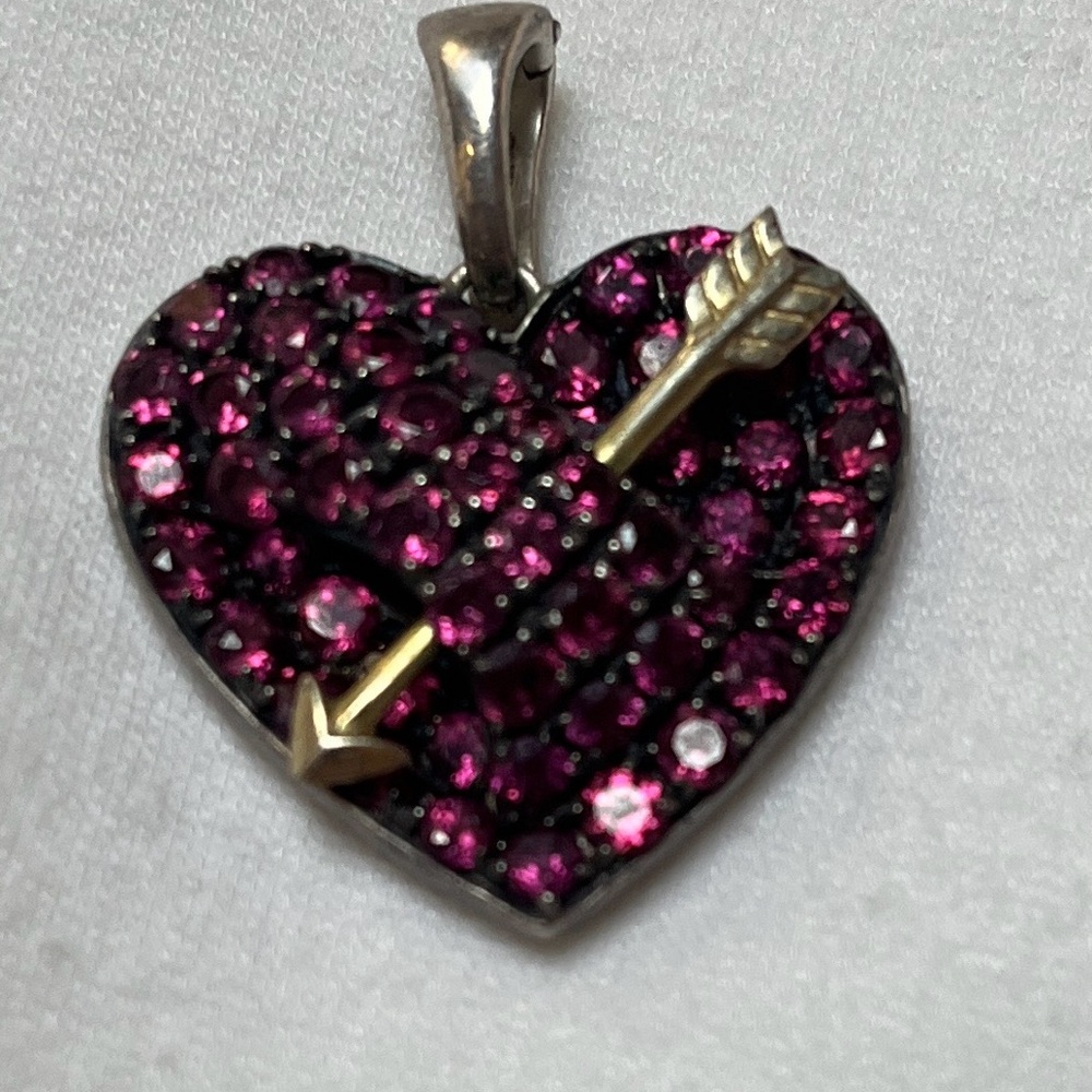 ♥️ Rosé blush garnet pave heart pendant/enhancer